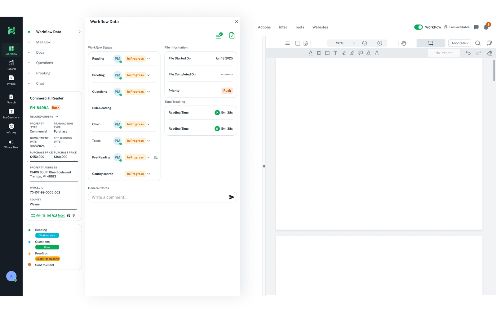 Workflow data