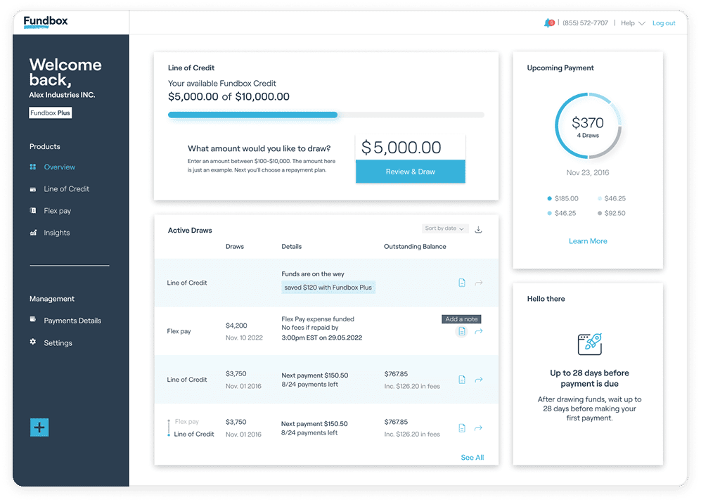 Fundbox — product screen