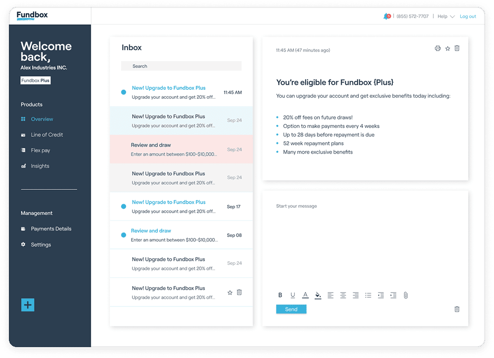 Fundbox — secondary screen