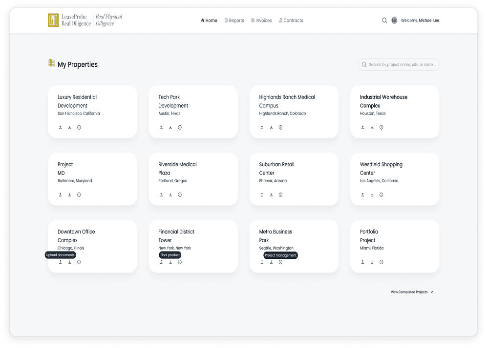 LeaseProbe Real Diligence — product screen